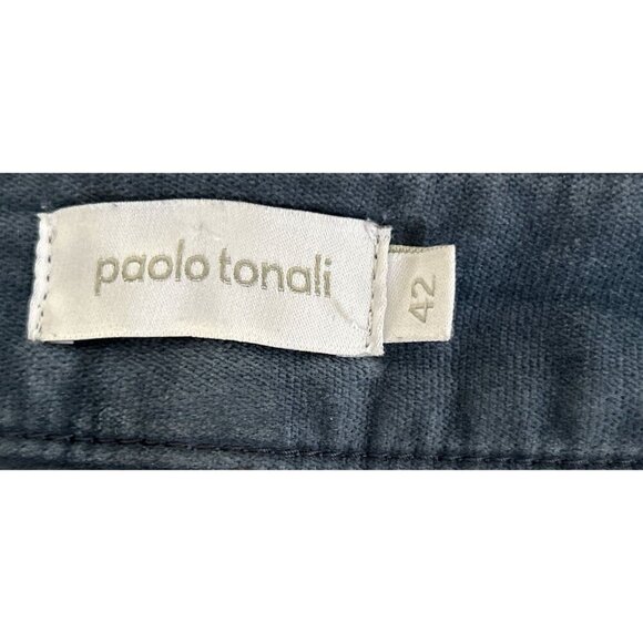 Paolo Tonali Corduroy Pants Made in Italy Blue Gray Size 42 - US 30 - Picture 6 of 7